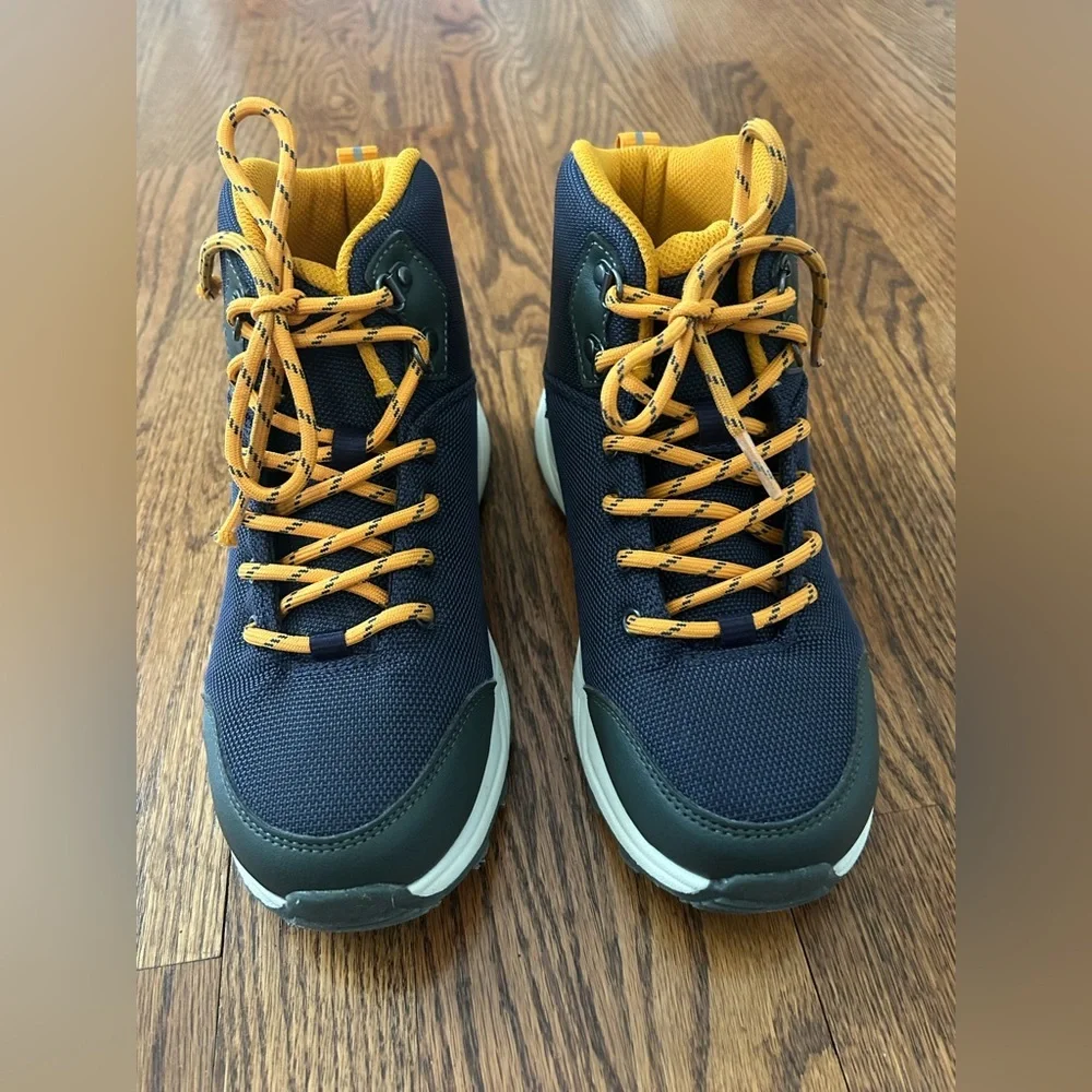 All In Motion Navy Trail Hiking Boots Cushioned Lace Up Outdoor Adventure Size 4